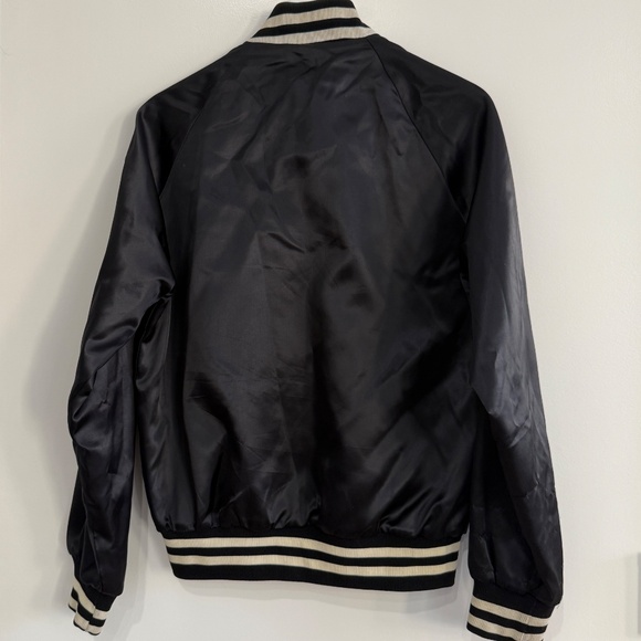 Vintage Retro Varsity Jacket Black Silky Polyester by Eagle USA EUC Women Small - Picture 4 of 9